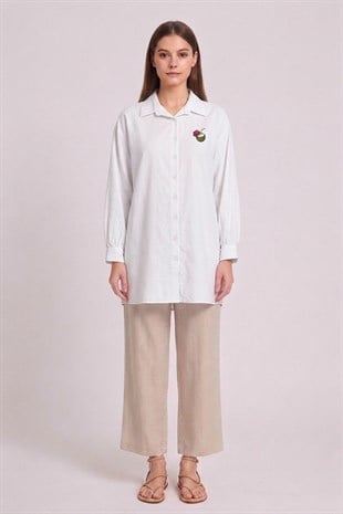 Basic Nakışlı Tunik 260198 - Beyaz