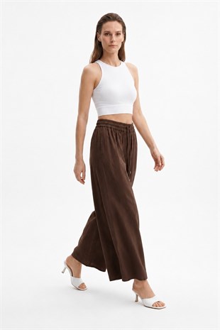 Sentez 5665 Geniş Paça Pantolon - Kahve