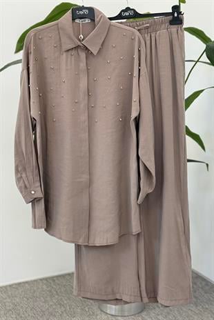 Armine Trend 25YT6139 Taş Detaylı Pantolonlu Takım - Vizon