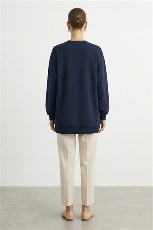Fermuar Detaylı Tunik 10771 F.Navy