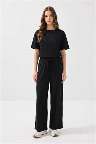 Palazzo Modal Jogger Pantolon 0037288 Siyah Pantolon İKOLL 