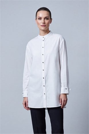 Hakim Yaka Poplin Tunik 10791 Ekru
