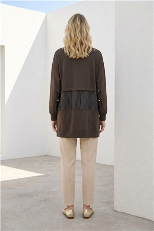 Dik Taş Baskılı Tunik 10825 Browni