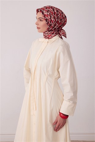Belli 4402 Prizma Kafes Geometrik %100 Twill İpek Eşarp Pembe