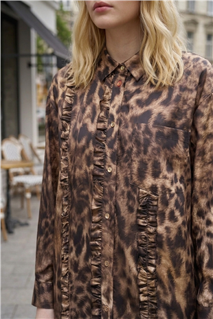Ghisa Leopar Detaylı Tunik 4535 Kahve Leopar