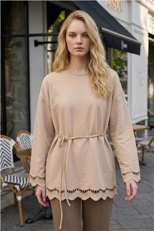 Nakış Detaylı Tunik 32570 Koyu Bej Tunik PUANE 