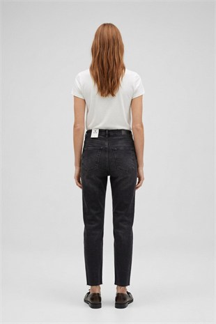 Dikişsiz Paça Mom Fit Kot Pantolon 764 Antrasit Kot