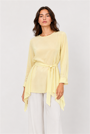 Yanları Mendil Kesim Tunik 0037247 - Sarı