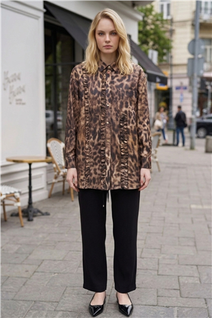 Ghisa Leopar Detaylı Tunik 4535 Kahve Leopar