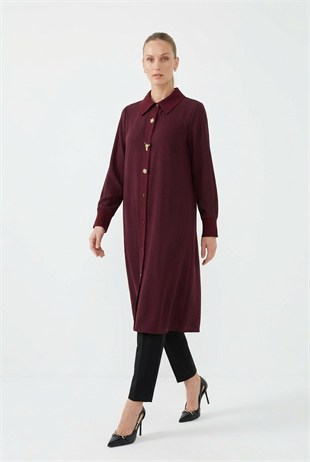 Fuat Gürşen 6930 Yusufçuk Taş Detaylı Tunik Mürdüm