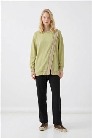 Fermuar Detaylı Tunik 10771 Olive