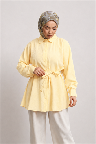 Bel Bağlama Detay Tunik 250352 - Sarı