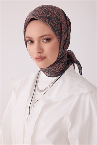Belli 5283 Soyut Desenli Rozy Eşarp Antrasit