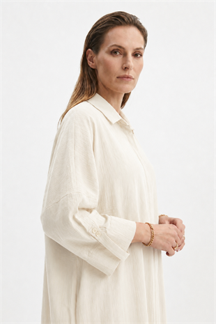 Oversize Apolet Detaylı Tunik 0034296 - Ekru