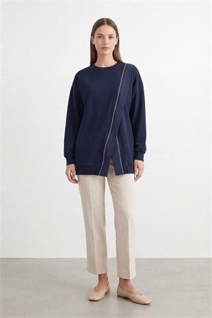 Fermuar Detaylı Tunik 10771 F.Navy Tunik PUANE 