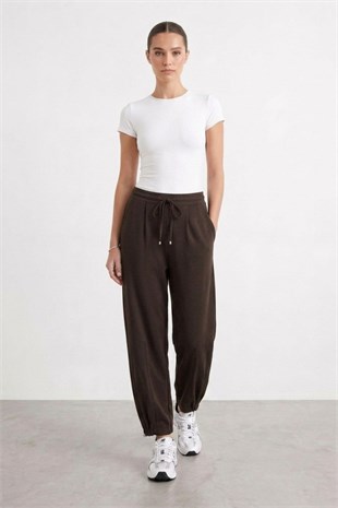 Paçası Büzgü Detay Pantolon 18322 Browni