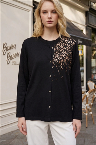 Leopar Detay Anne Bluzu 27019 Siyah