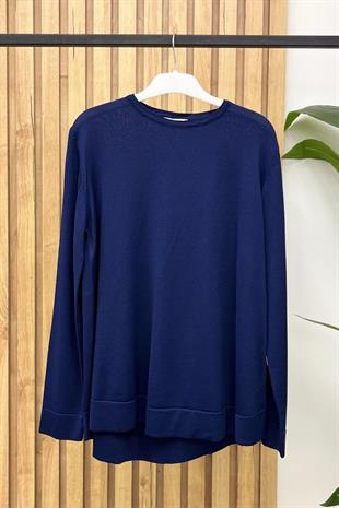Nuss 902 Etek Üstü Oval Kesim Tunik - Lacivert