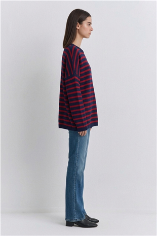 Çizgili Tunik 146049 Lacivert - Kırmızı