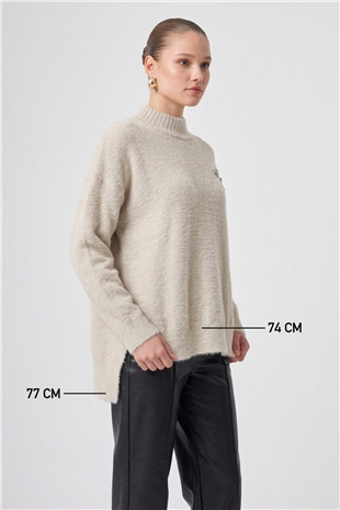 Nuss 102 Balıkçı Yaka Angora Kazak Taş