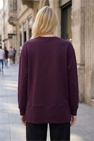 Kuş Baskılı Tunik 1000 Mürdüm