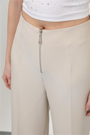 Fermuar Detaylı Pantolon 18228-1 Bej