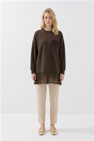 Sahte Cep Detaylı Tunik 10811 Browni