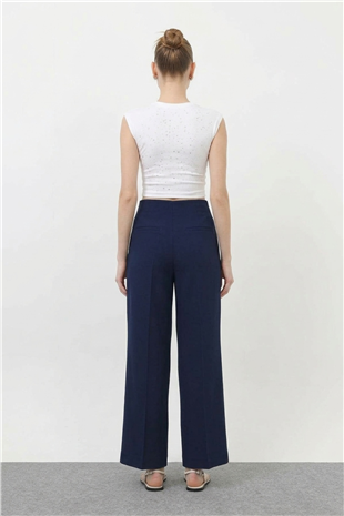 Fermuar Detaylı Pantolon 18228-1 F.Navy