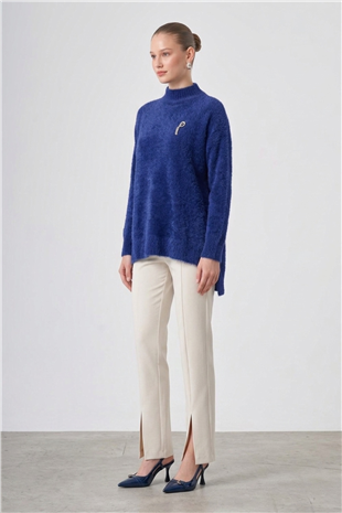 Nuss 102 Balıkçı Yaka Angora Kazak Lacivert