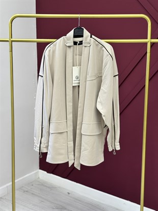 Ceremony 26Y819 Arkasi Baski Detaylı zegna Ceket - Taş
