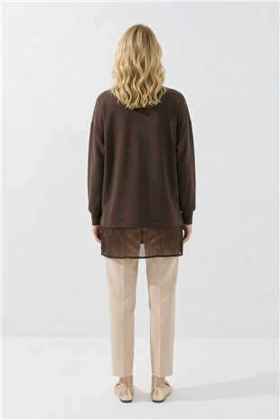 Sahte Cep Detaylı Tunik 10811 Browni