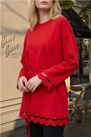 Nakış Detaylı Tunik 32570 Kırmızı