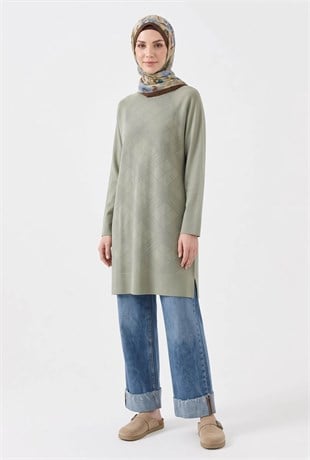 Armine Trend 26KTD411 Geniş Baklava Detaylı Tunik Çağla