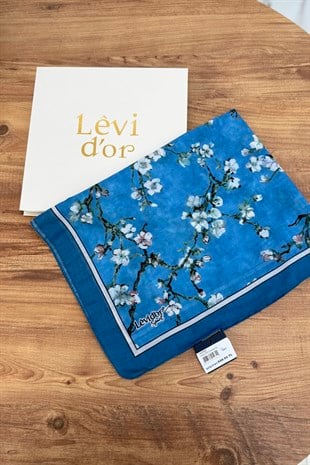 Levidor 21215 Çiçek Desen Şal - Mavi Şal LEVİDOR 
