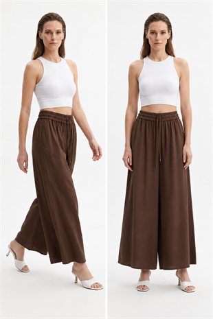Sentez 5665 Geniş Paça Pantolon - Kahve
