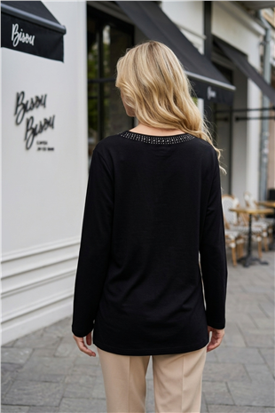 Çiçek Baskılı Anne Bluzu 27094 Siyah