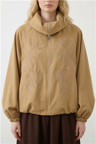 Çiçek Nakış Baskılı Kap 9316 Camel