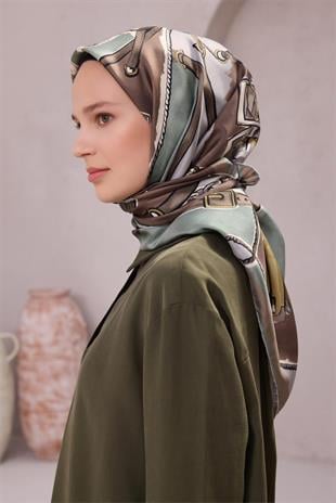 Belli Saf İpek Eşarp 4205D (T) - Açık Kahve