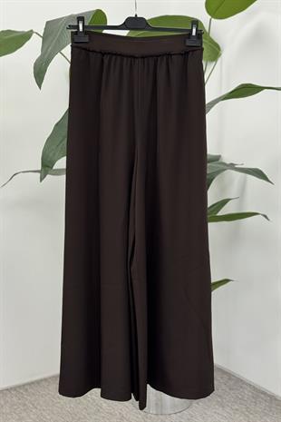 Sentez 5561 Logos Geniş Paça Pantolon - Kahve