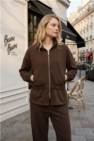 Bel Büzgü Detay Ceket 32575 Browni