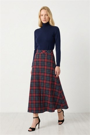 Armine Trend 26KT112 Ekose Detay Etek Bordo