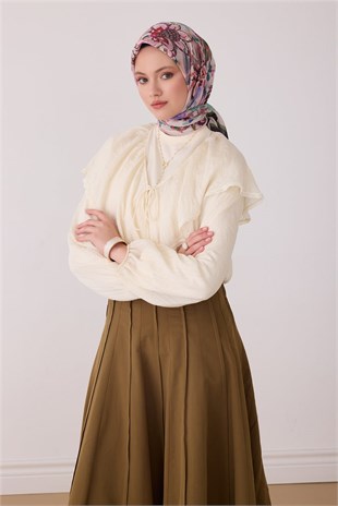 Belli 1194 Soyut Desenli Rozy Eşarp Siyah