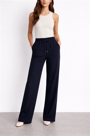 Beli Lastikli Boru Paça Pantolon X-277 - Lacivert