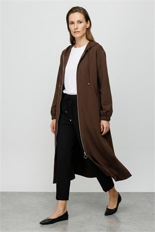 Tam Boy Kapüşonlu Kap 15288 Browni
