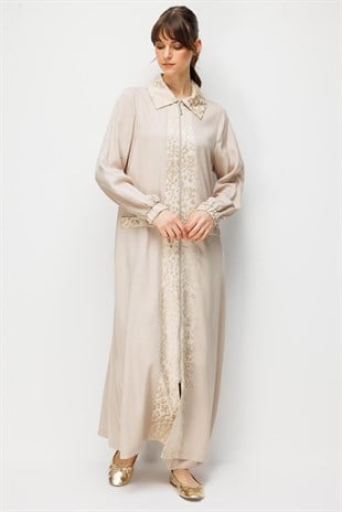 Micca 261899 Desen Geçişli Ferace - Taş