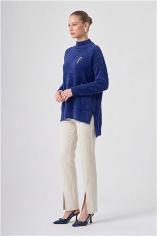 Nuss 102 Balıkçı Yaka Angora Kazak Lacivert