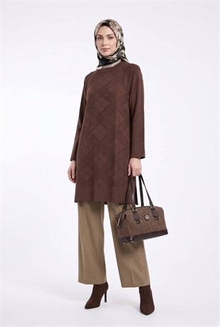 Armine Trend 26KTD411 Geniş Baklava Detaylı Tunik Mocha