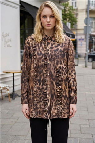 Ghisa Leopar Detaylı Tunik 4535 Kahve Leopar