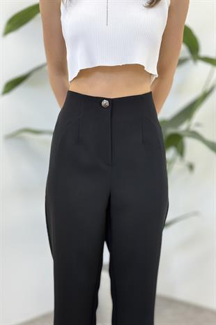 Sentez 5603 Milano Boru Paça Pantolon - Siyah