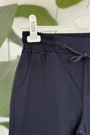 Beli Lastikli Boru Paça Pantolon X-277 - Lacivert
